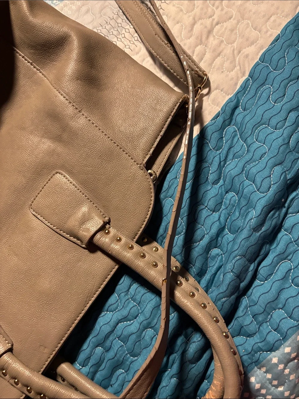 Rare Betsey Johnson Taupe Handbag with Iridescent Sequin Bow